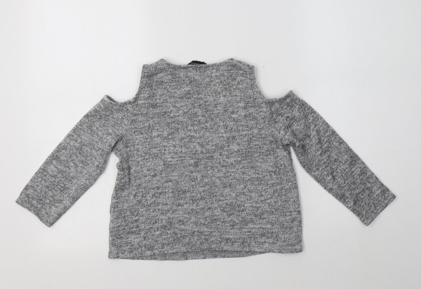 Matalan Girls Grey Crew Neck  Polyester Pullover Jumper Size 9 Years   - Cold Shoulder