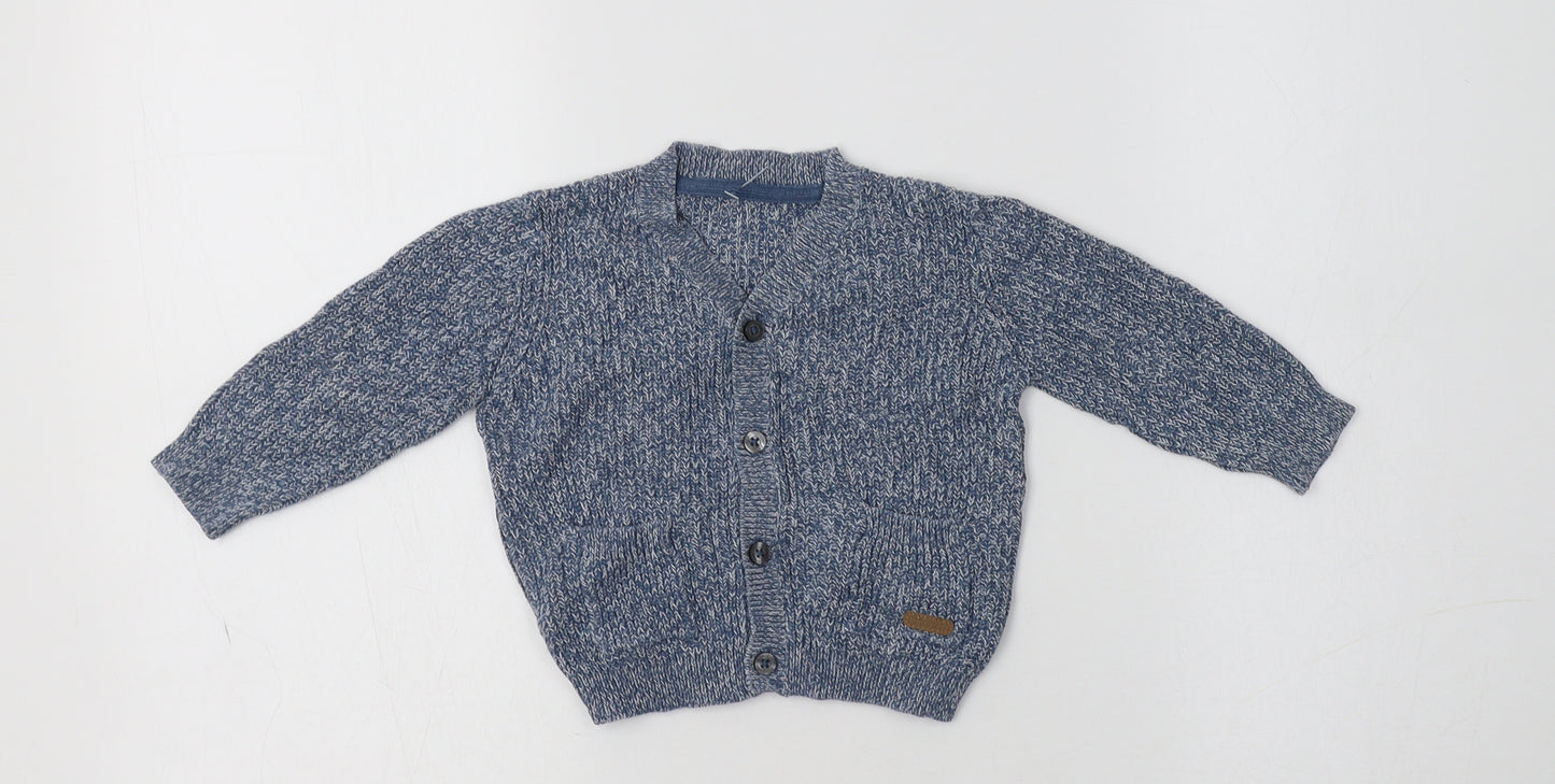 M&S Baby Blue  Cotton Cardigan Jumper Size 6-9 Months