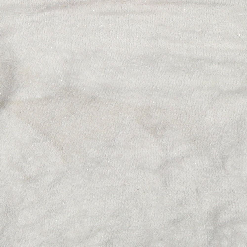 Matalan Girls White Crew Neck  Polyamide Pullover Jumper Size 6-7 Years