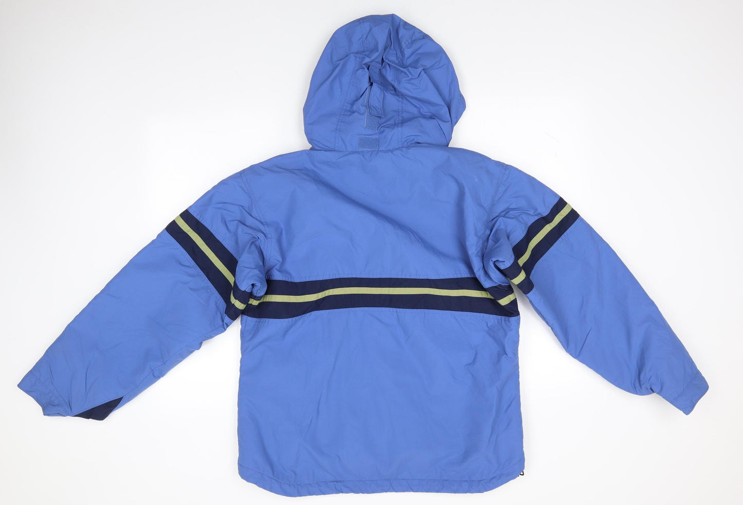 Columbia Sportswear Company Womens Blue Striped  Anorak Coat Size M   - Mid Blue Fold away hood