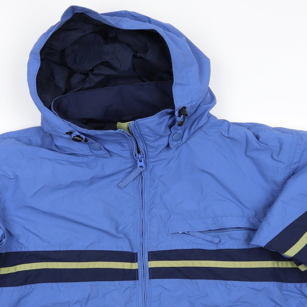 Columbia Sportswear Company Womens Blue Striped  Anorak Coat Size M   - Mid Blue Fold away hood