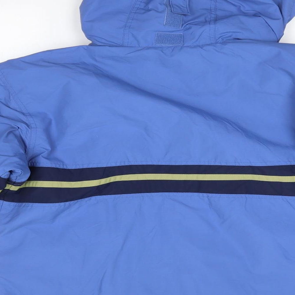 Columbia Sportswear Company Womens Blue Striped  Anorak Coat Size M   - Mid Blue Fold away hood