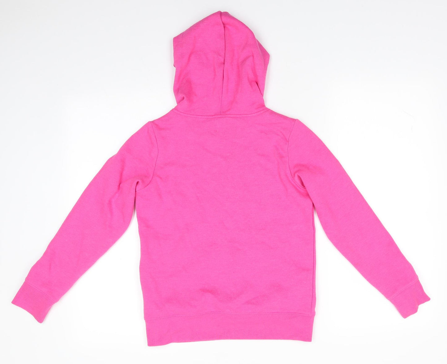 Gap Girls Pink  Cotton Pullover Hoodie Size 10 Years   - Grey Graphic Bright Pink