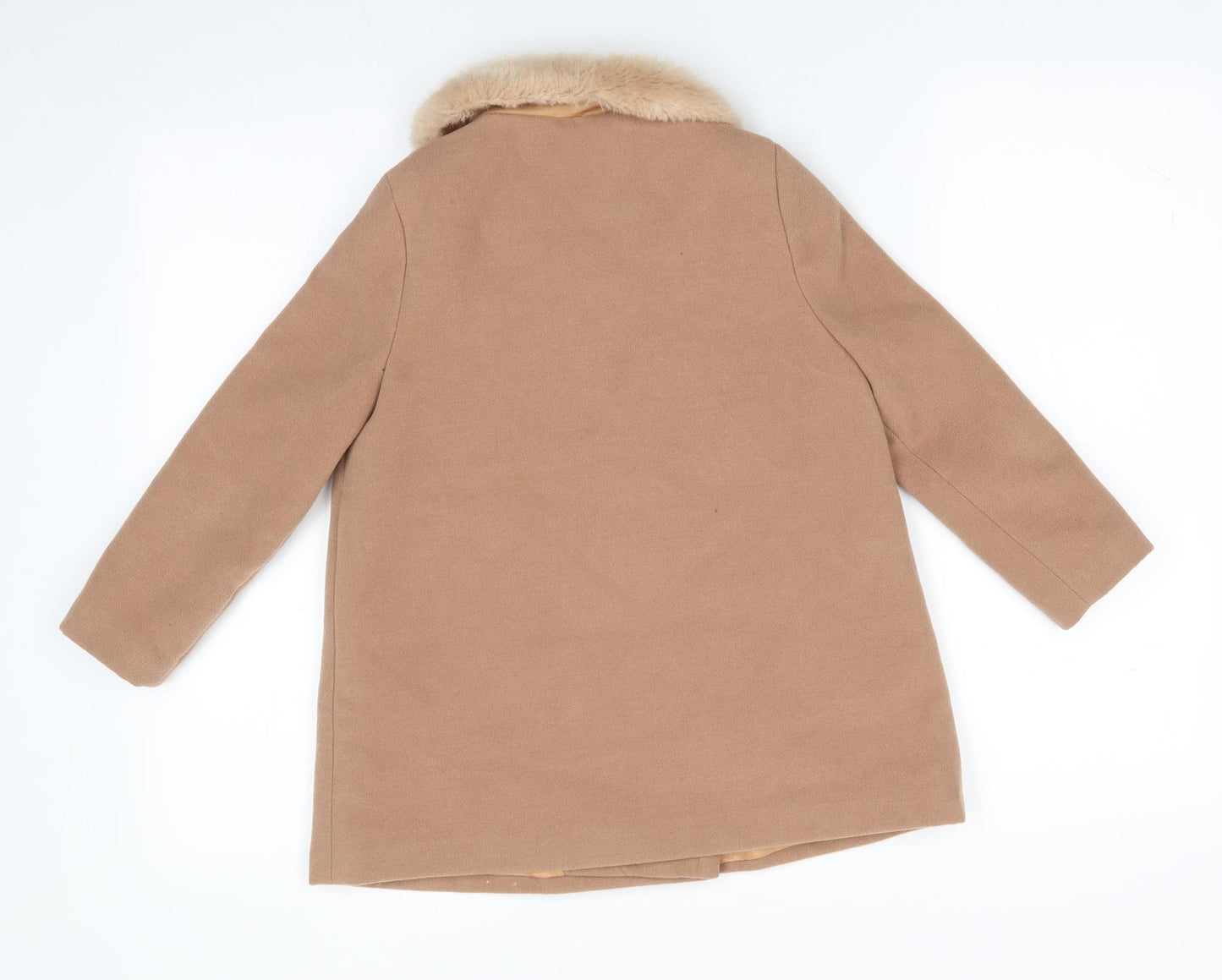 Florence and Fred Girls Beige   Overcoat Coat Size 6-7 Years   - Faux Fur Collar Camel colour