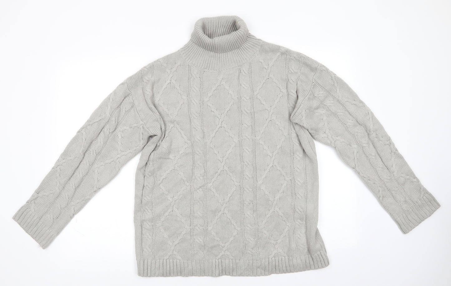 Audate Mens Grey Roll Neck  Acrylic Pullover Jumper Size M   - Light grey