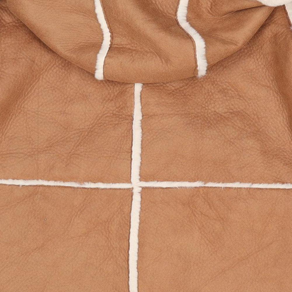 Villa Womens Brown   Overcoat Coat Size 6   - Faux Furl Lined Faux Suede outer Tan colour