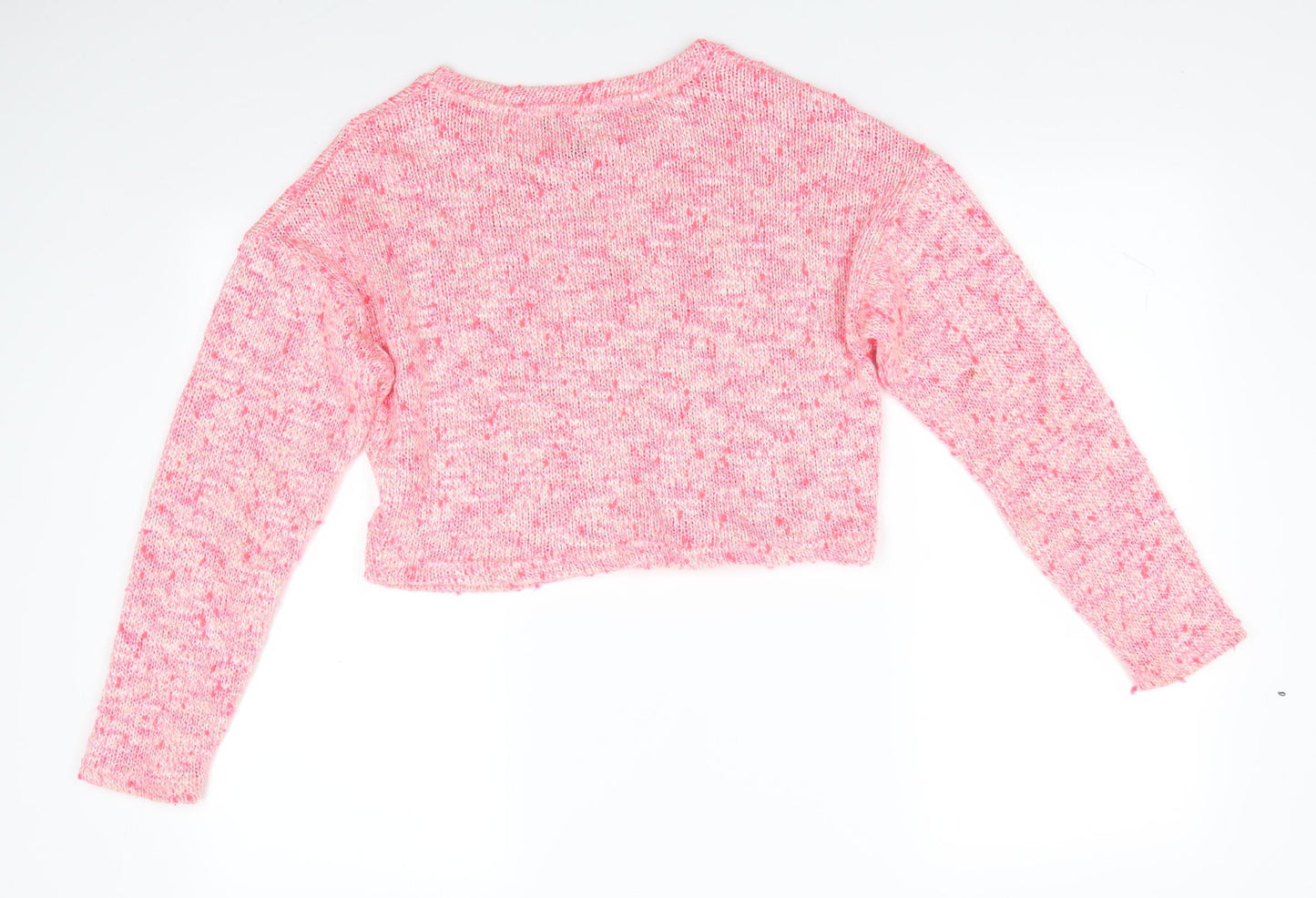 New Look 915 Generation Girls Orange Round Neck  Acrylic Pullover Jumper Size 14-15 Years   - Florescent Orange Mix