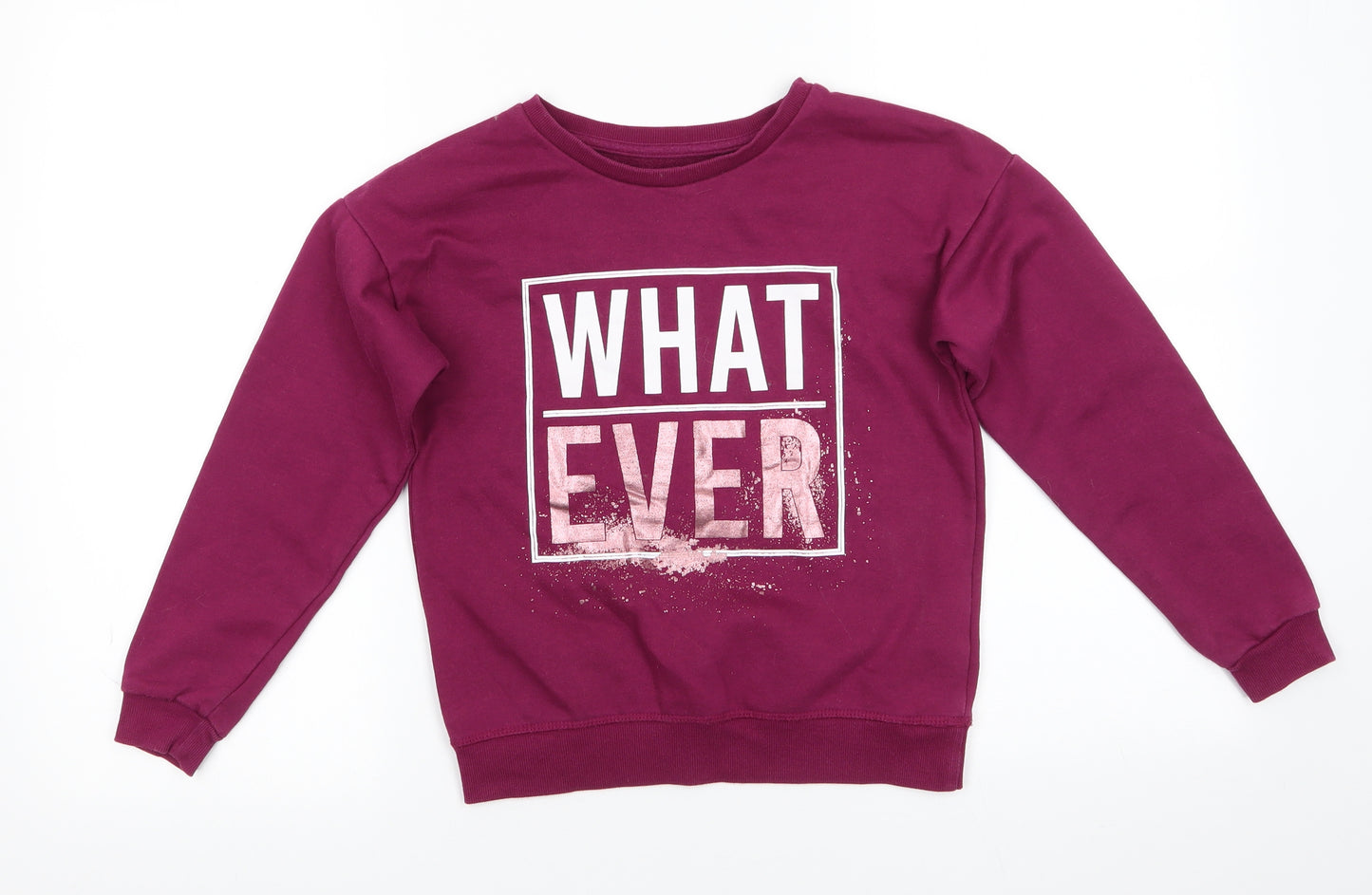Primark Girls Purple  Cotton Pullover Sweatshirt Size 9-10 Years   - What Ever Shimmers