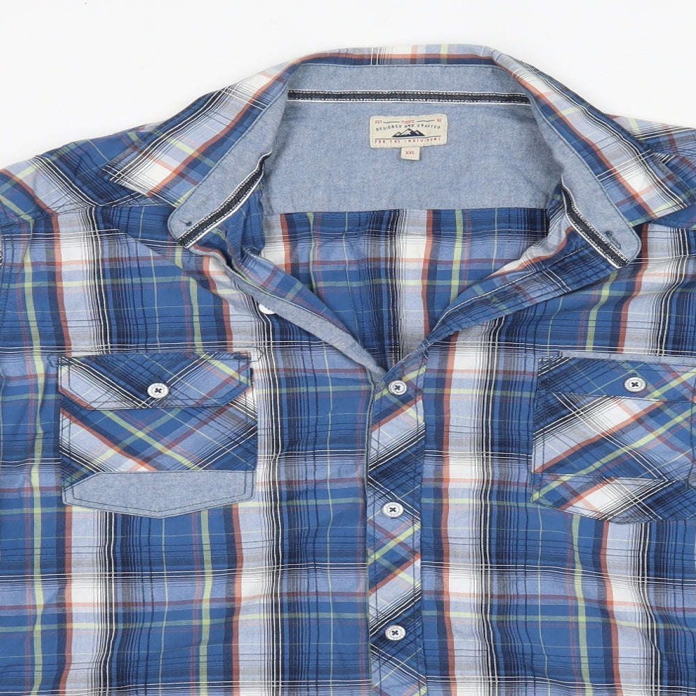NEXT Mens Multicoloured Check Cotton  Button-Up Size 2XL Collared