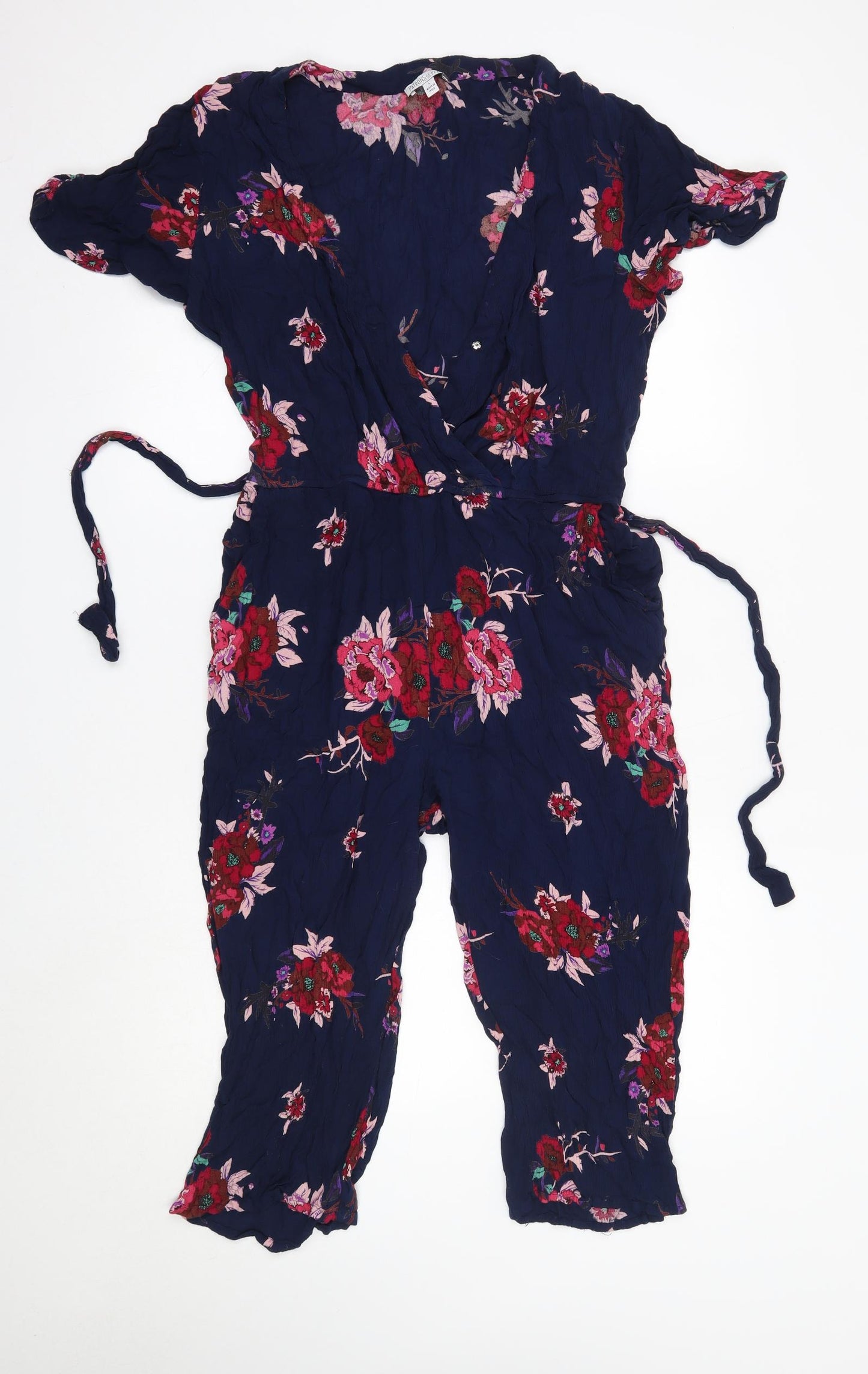 Patrons of Peace Womens Multicoloured Floral Viscose Jumpsuit One-Piece Size L L20 in