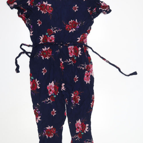 Patrons of Peace Womens Multicoloured Floral Viscose Jumpsuit One-Piece Size L L20 in