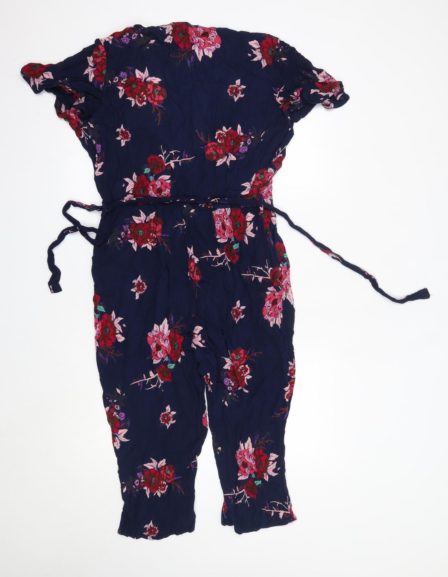 Patrons of Peace Womens Multicoloured Floral Viscose Jumpsuit One-Piece Size L L20 in