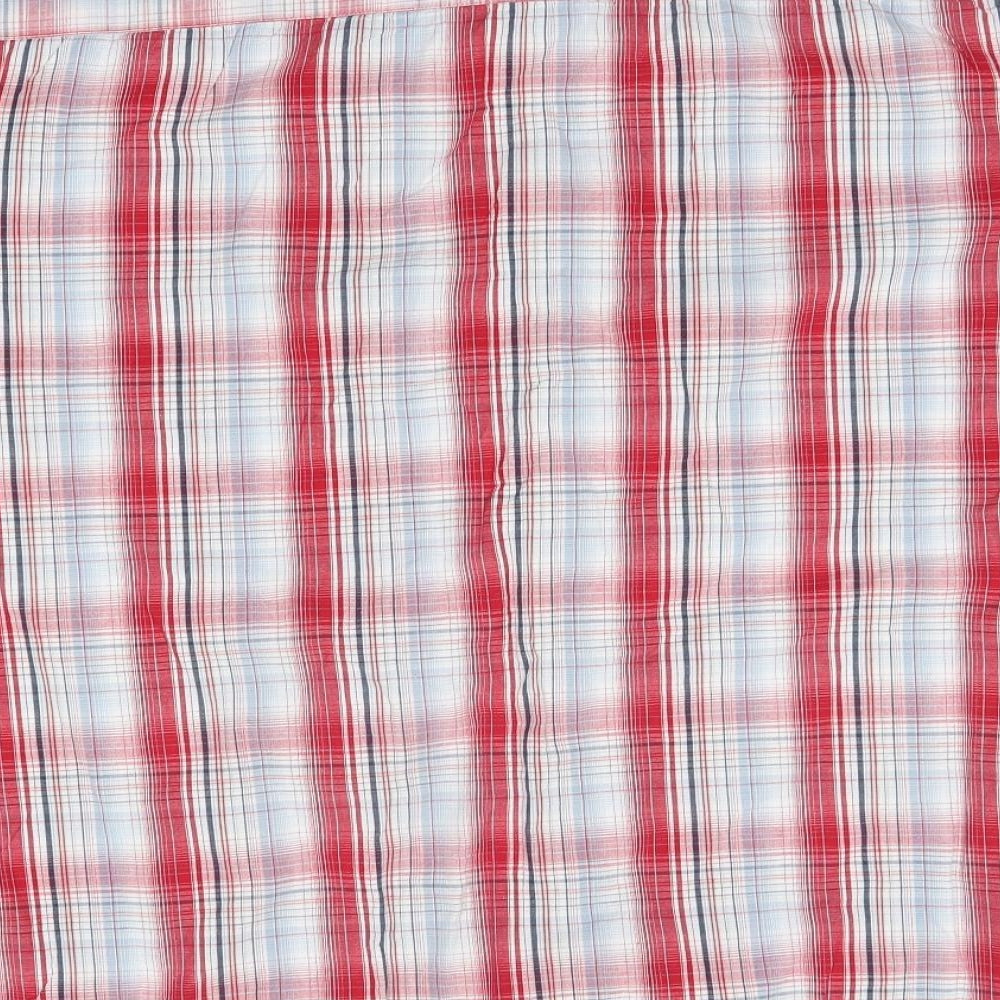 Kangaroo Poo Mens Red Check Cotton  Button-Up Size 2XL Collared