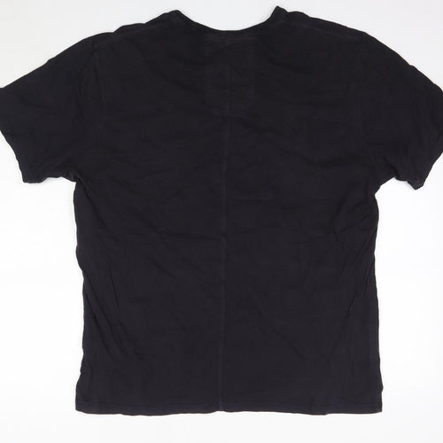 Fcuk Mens Blue  Cotton  T-Shirt Size L Round Neck