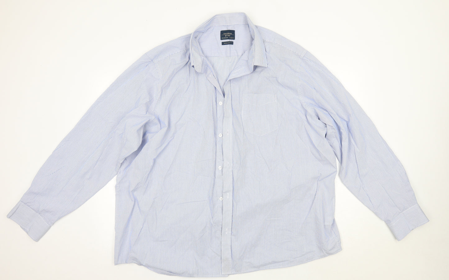 F&F Mens Blue  Cotton  Dress Shirt Size 18.5 Collared