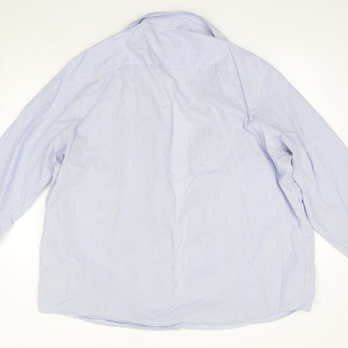 F&F Mens Blue  Cotton  Dress Shirt Size 18.5 Collared