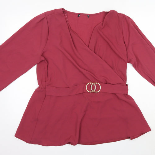 Select Womens Pink  Polyester Basic Blouse Size 18 V-Neck