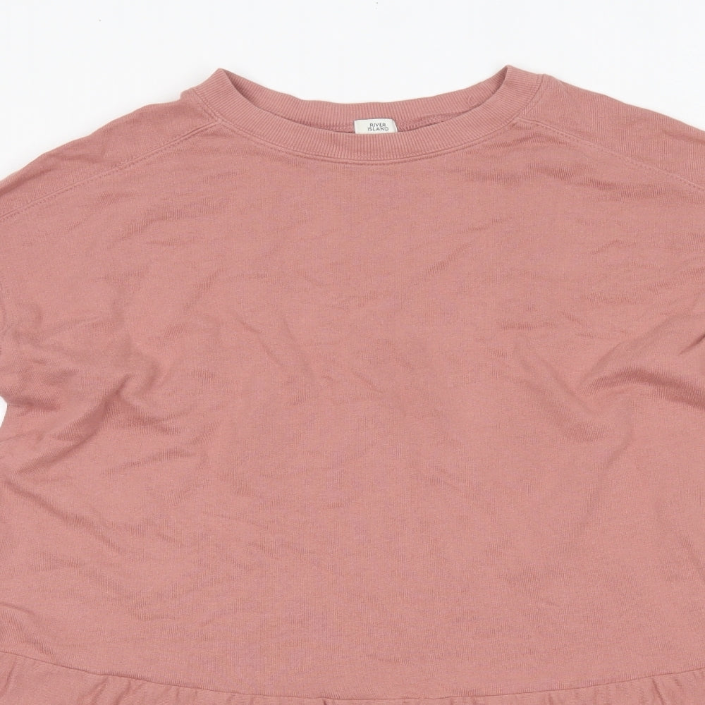River Island Womens Pink  100% Cotton Jumper Dress  Size XS  Round Neck