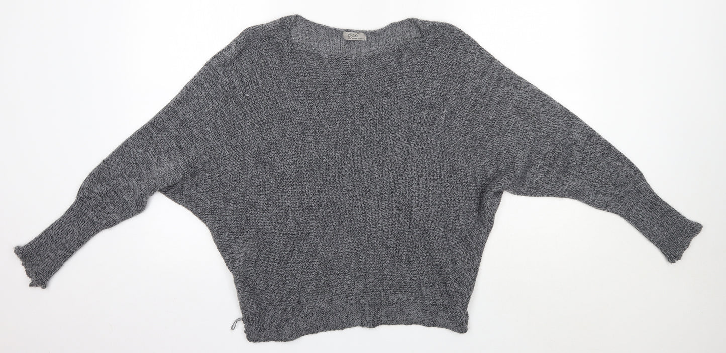 Yida Womens Grey Round Neck  Acrylic Pullover Jumper Size M   - Made in Italy