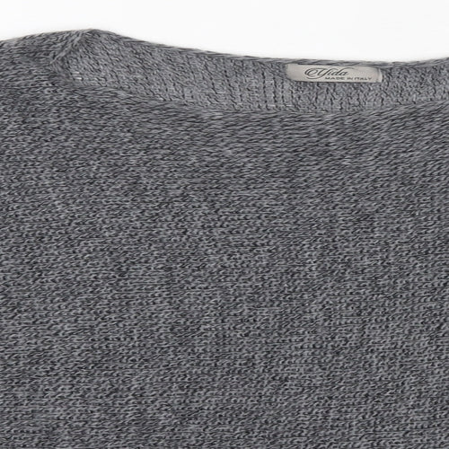 Yida Womens Grey Round Neck  Acrylic Pullover Jumper Size M   - Made in Italy