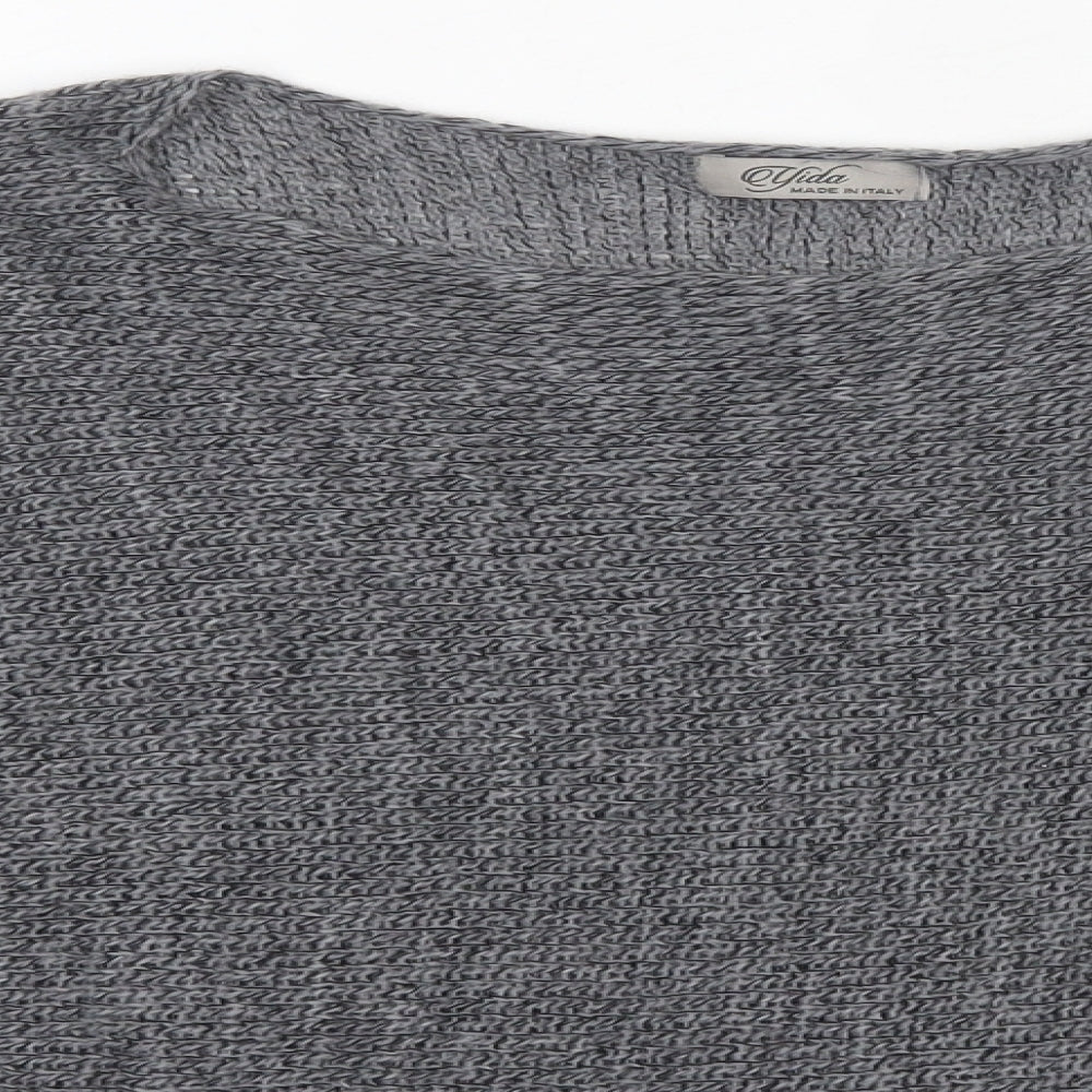 Yida Womens Grey Round Neck  Acrylic Pullover Jumper Size M   - Made in Italy