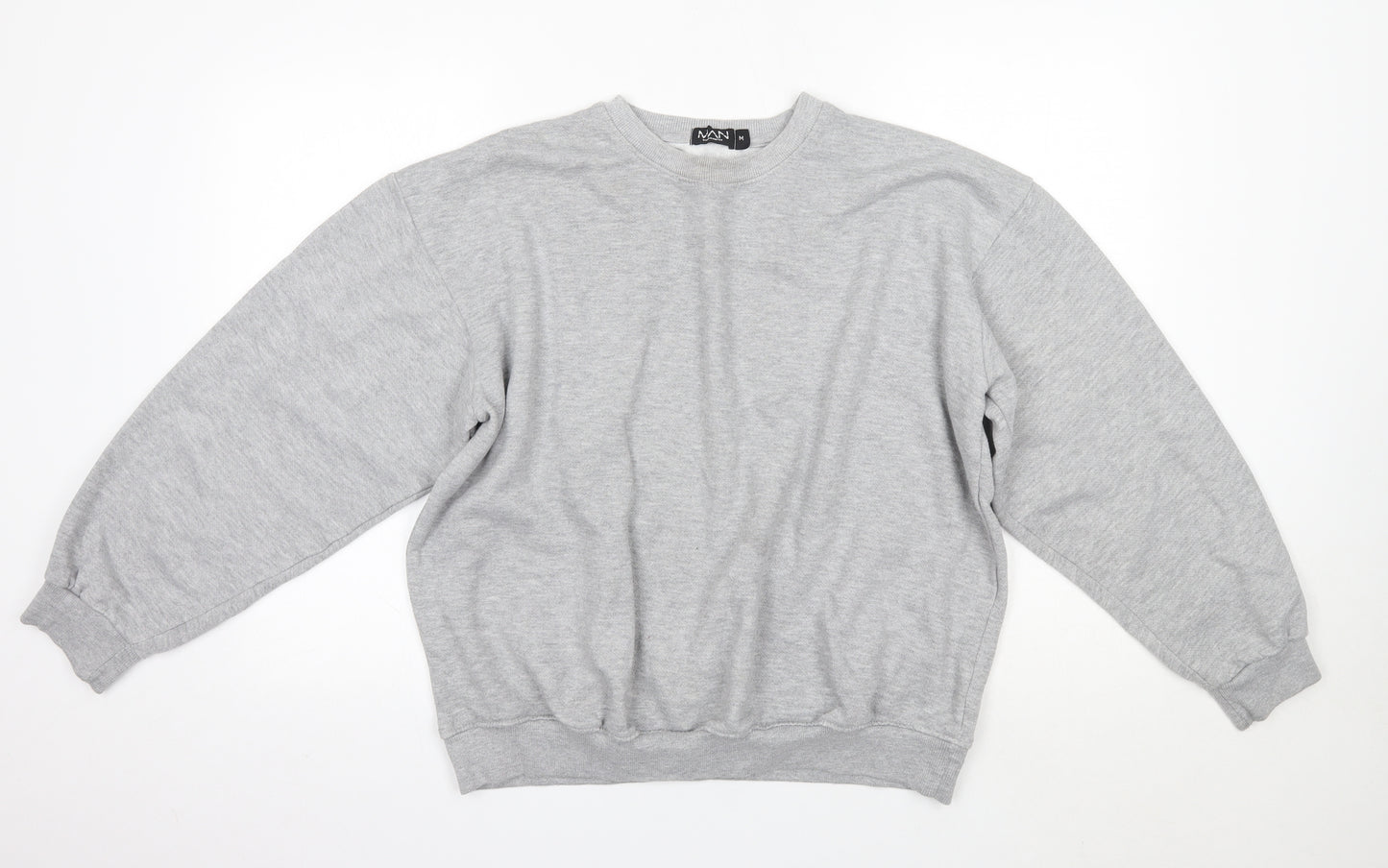 Boohoo Mens Grey Round Neck  Cotton Pullover Jumper Size M