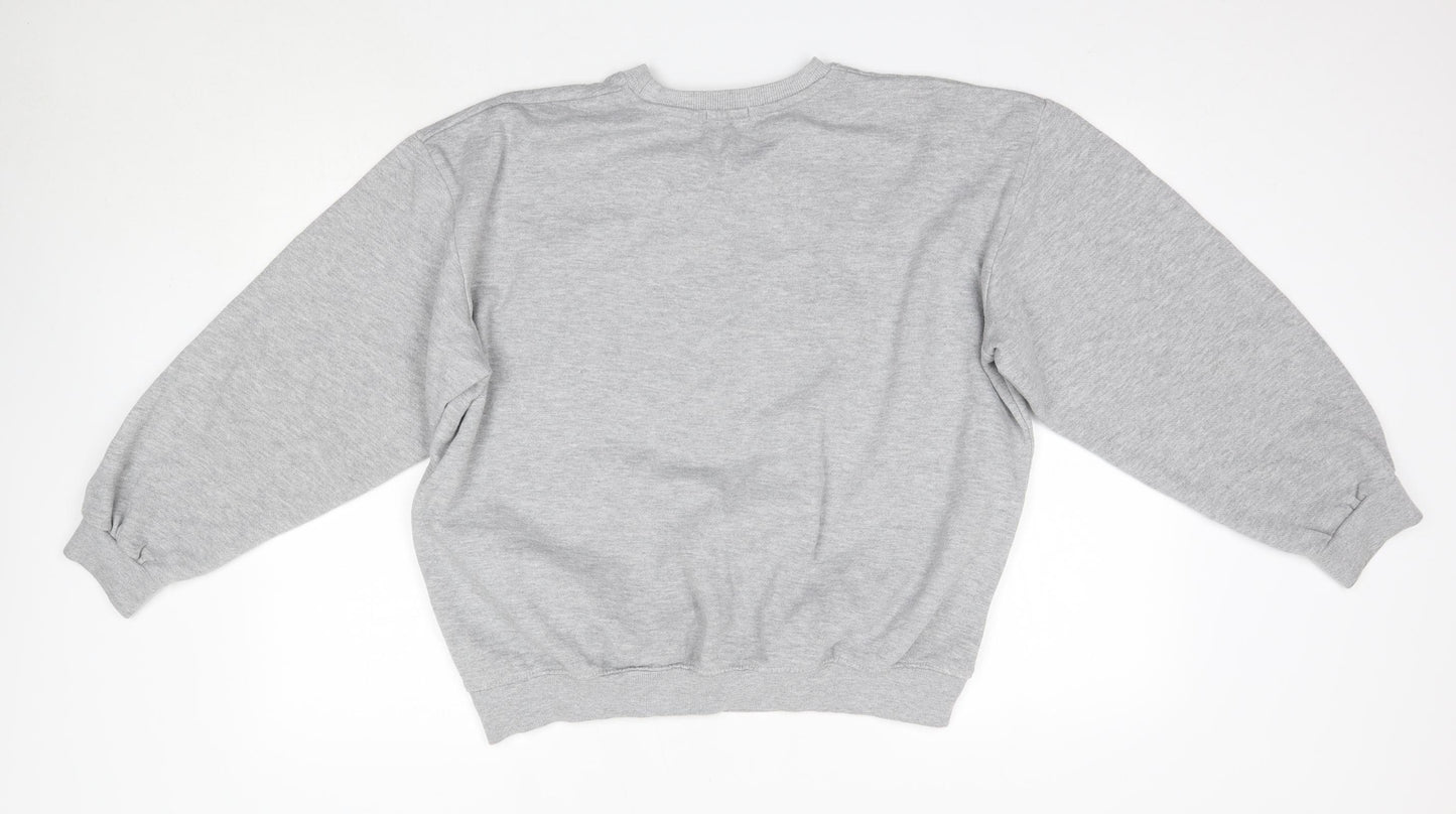 Boohoo Mens Grey Round Neck  Cotton Pullover Jumper Size M