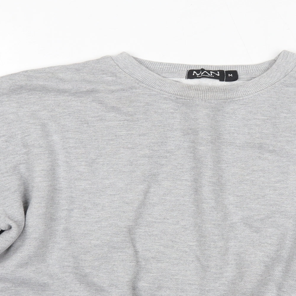 Boohoo Mens Grey Round Neck  Cotton Pullover Jumper Size M