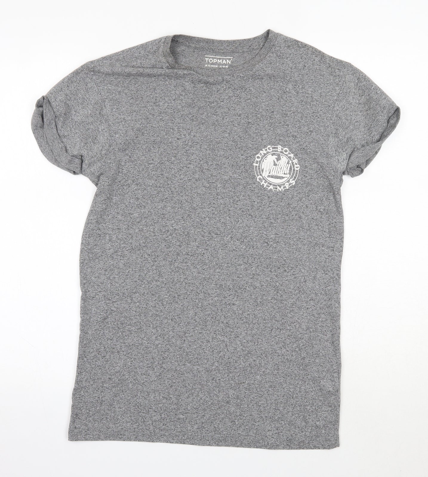 Topman Mens Grey  Cotton  T-Shirt Size XS Round Neck