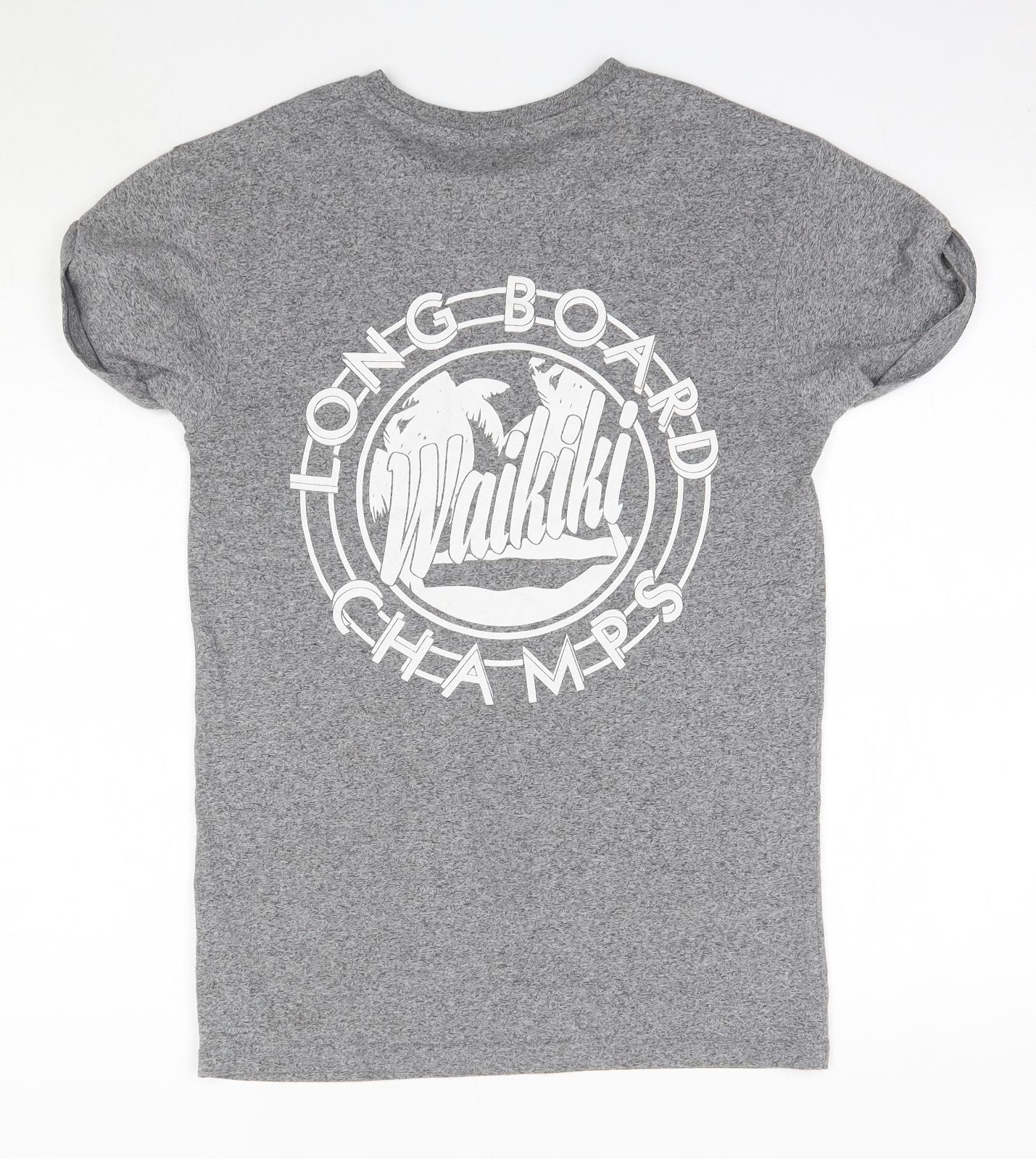 Topman Mens Grey  Cotton  T-Shirt Size XS Round Neck