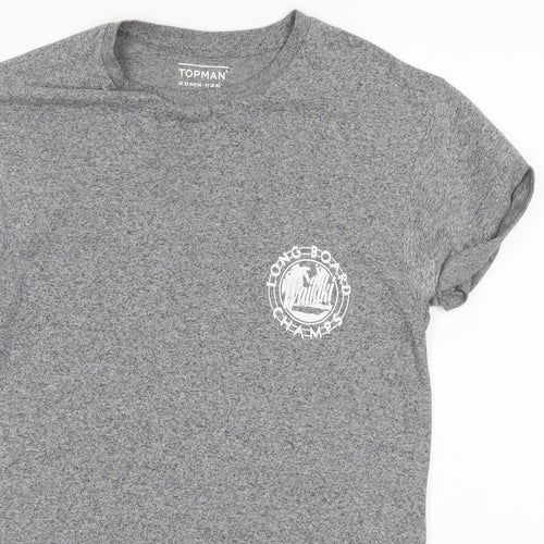 Topman Mens Grey  Cotton  T-Shirt Size XS Round Neck