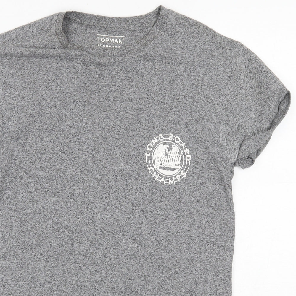 Topman Mens Grey  Cotton  T-Shirt Size XS Round Neck
