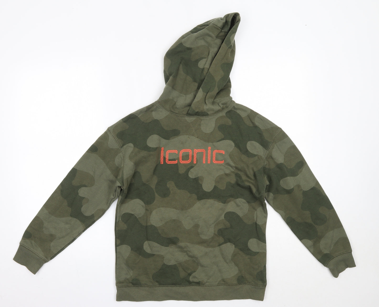 Primark Boys Green Camouflage Cotton Pullover Hoodie Size 11-12 Years