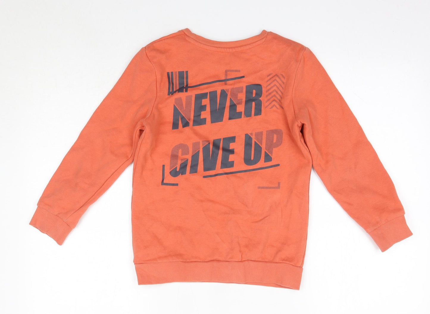 Nutmeg Boys Orange Round Neck  Cotton Pullover Jumper Size 7-8 Years