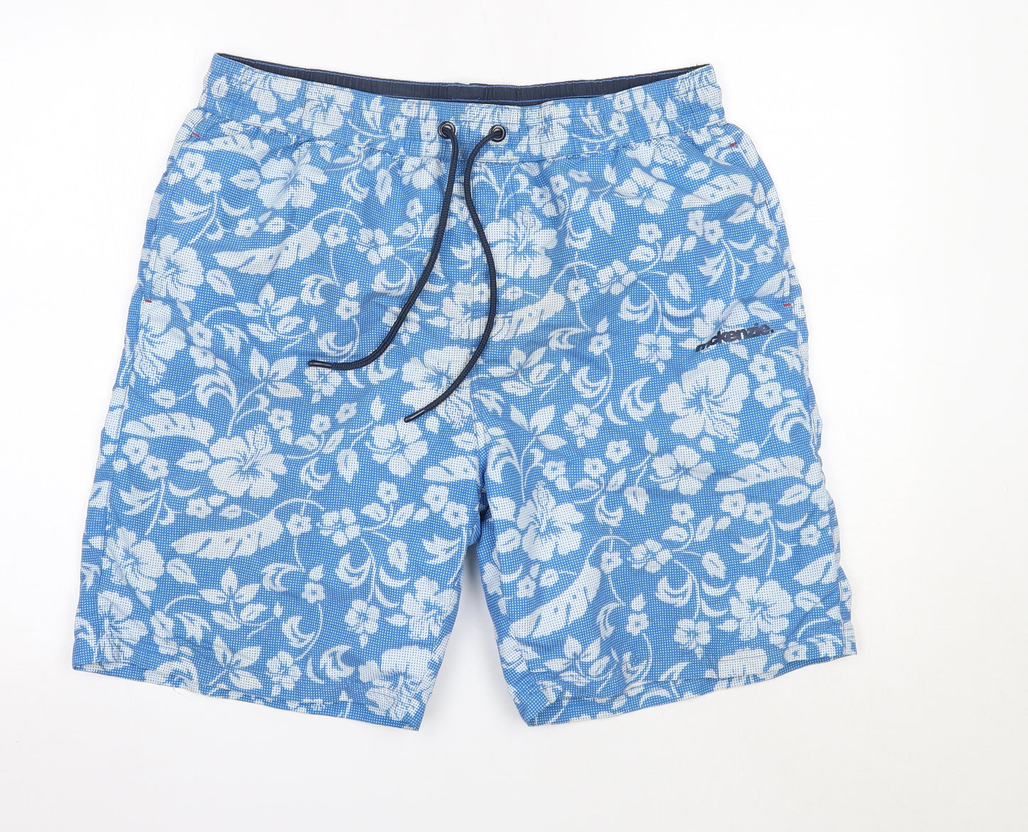 McKenzie Mens Blue Floral Polyester Sweat Shorts Size XL  Regular