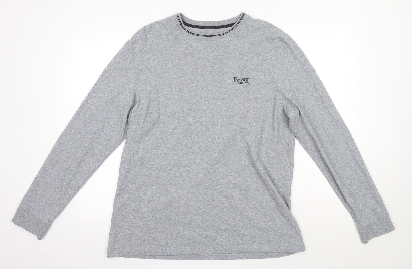 Barbour Mens Grey Round Neck  Cotton Pullover Jumper Size XL