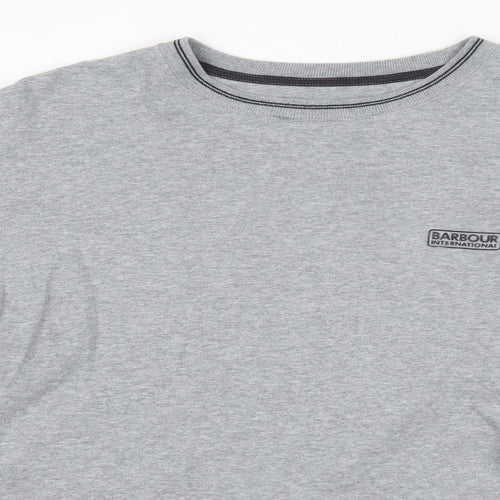 Barbour Mens Grey Round Neck  Cotton Pullover Jumper Size XL