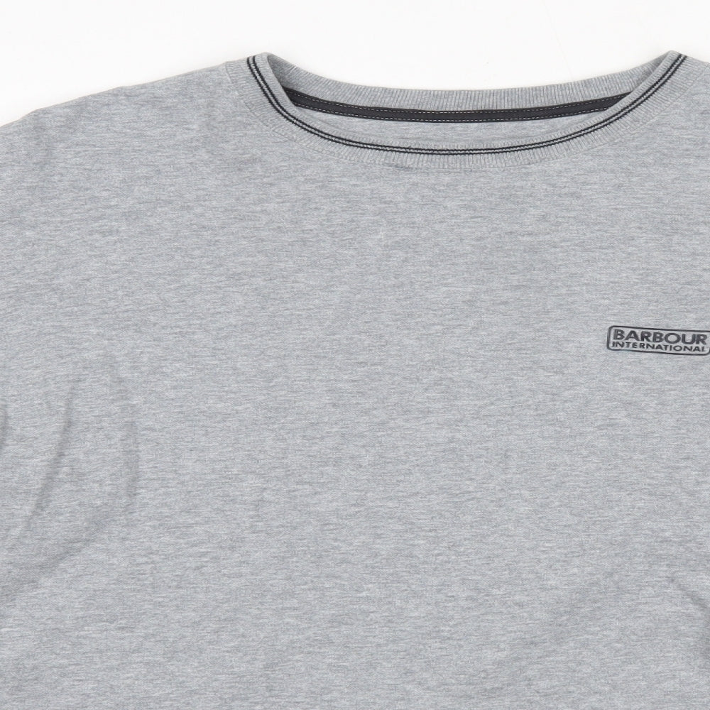 Barbour Mens Grey Round Neck  Cotton Pullover Jumper Size XL