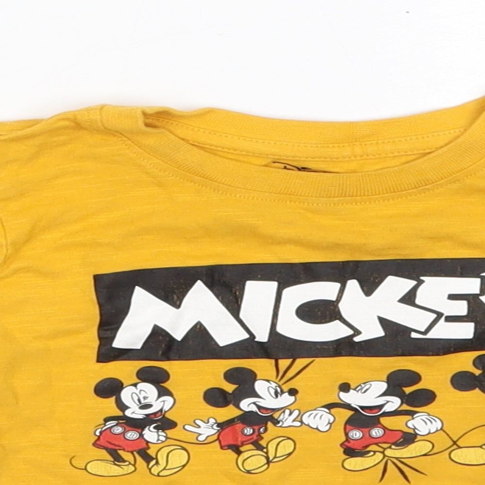 Primark Baby Yellow  100% Cotton Basic Blouse Size 9-12 Months Round Neck  - Mickey Mouse