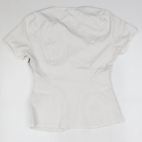 Jaanuu Womens White  Polyester Basic Blouse Size S Round Neck
