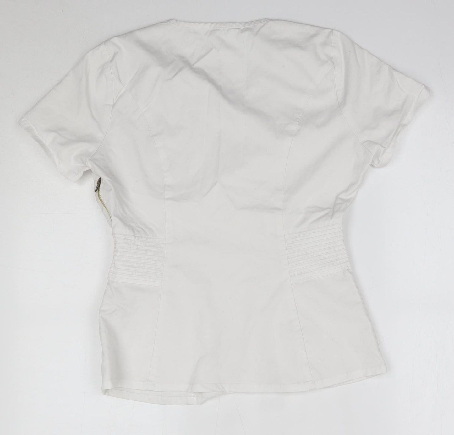 Jaanuu Womens White  Polyester Basic Blouse Size S Round Neck