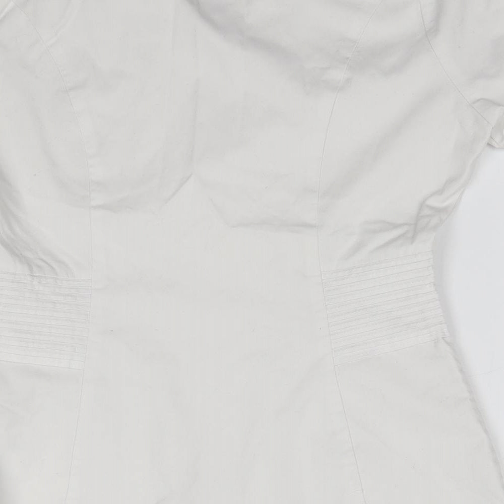 Jaanuu Womens White  Polyester Basic Blouse Size S Round Neck