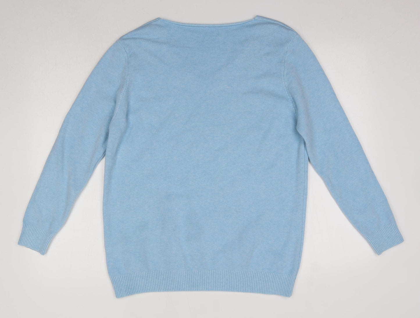 Preworn Womens Blue V-Neck  Viscose Pullover Jumper Size M