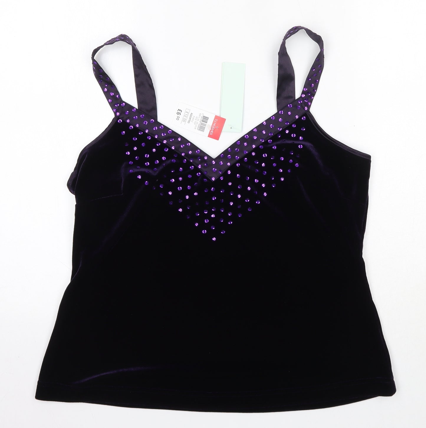 TJ Hughes Womens Purple  Polyester Camisole Blouse Size 14 Square Neck