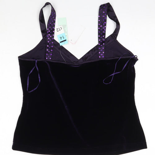 TJ Hughes Womens Purple  Polyester Camisole Blouse Size 14 Square Neck