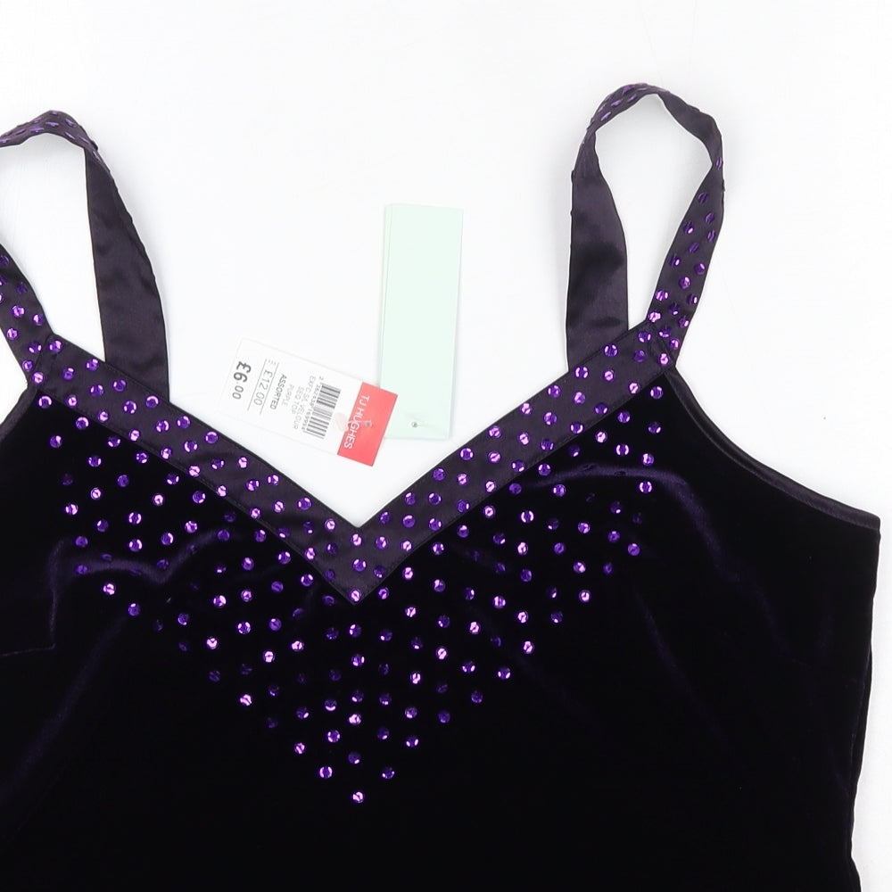 TJ Hughes Womens Purple  Polyester Camisole Blouse Size 14 Square Neck