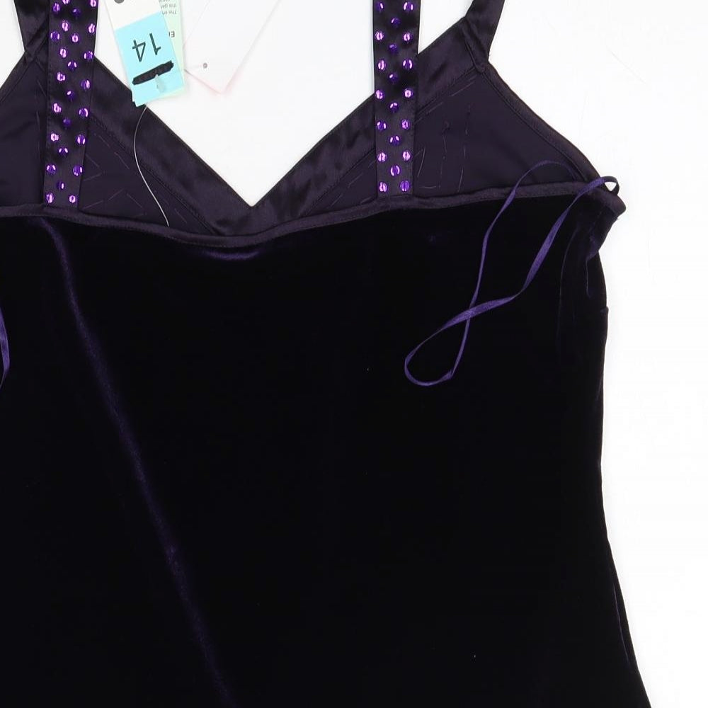 TJ Hughes Womens Purple  Polyester Camisole Blouse Size 14 Square Neck