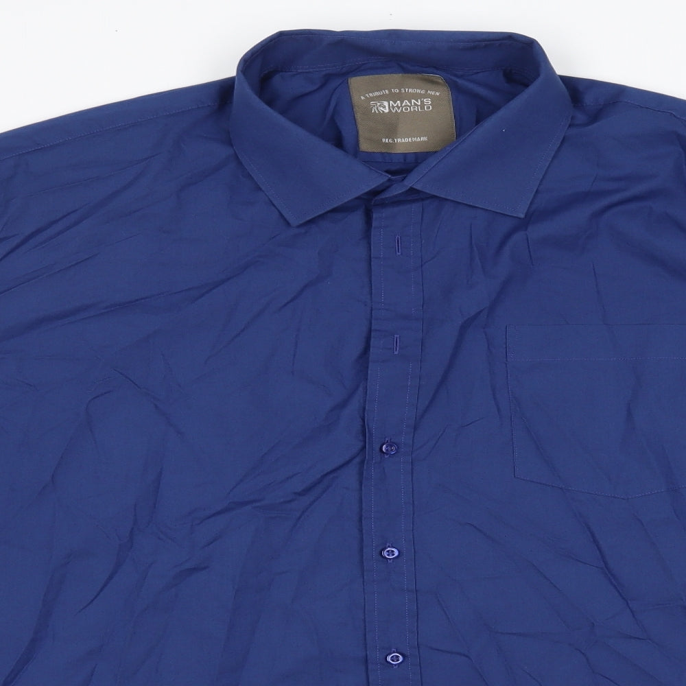 Man's World Mens Blue  Cotton  Button-Up Size 18.5 Collared