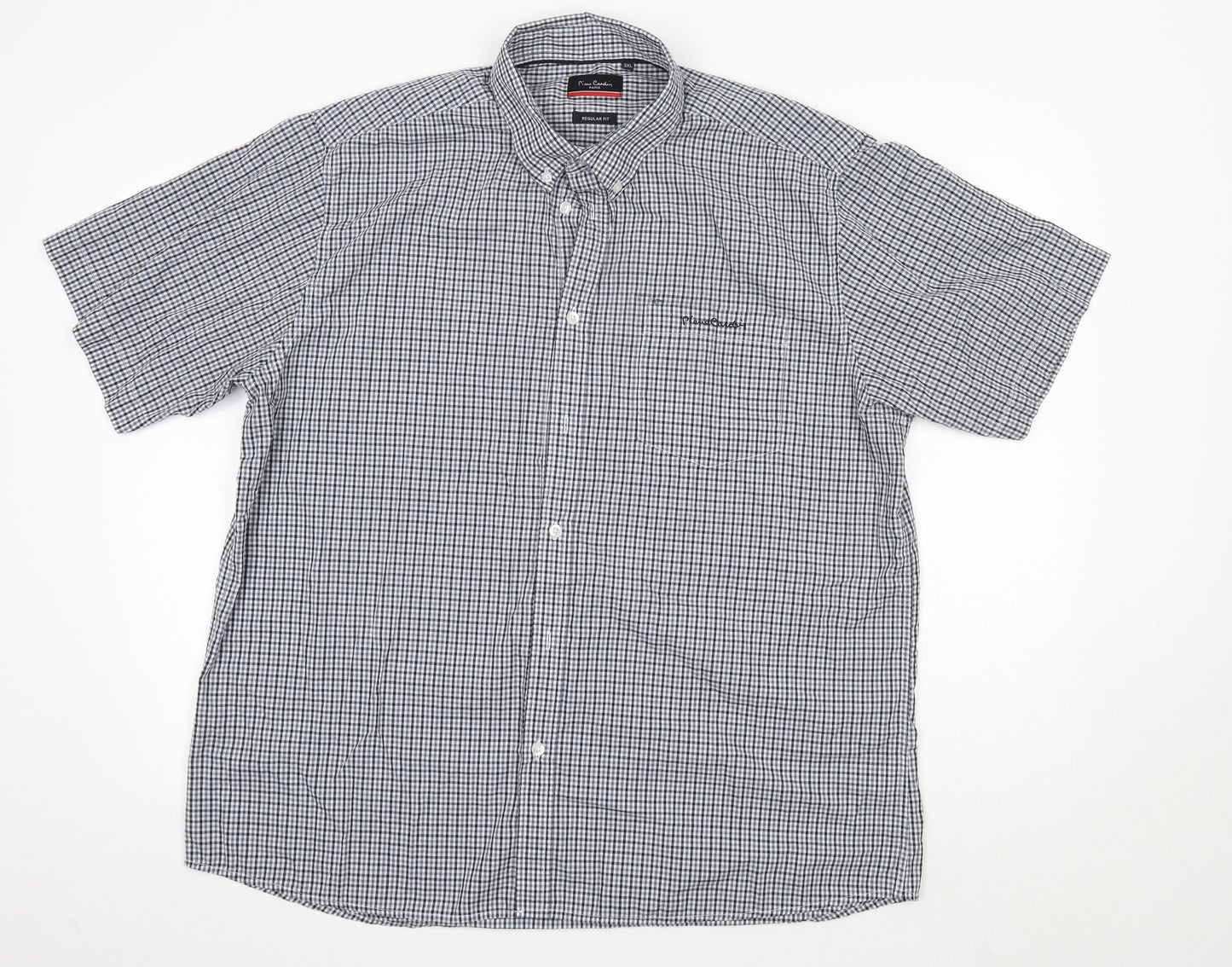 Pierre Cardin Mens Blue Check Polyester  Button-Up Size 3XL Collared