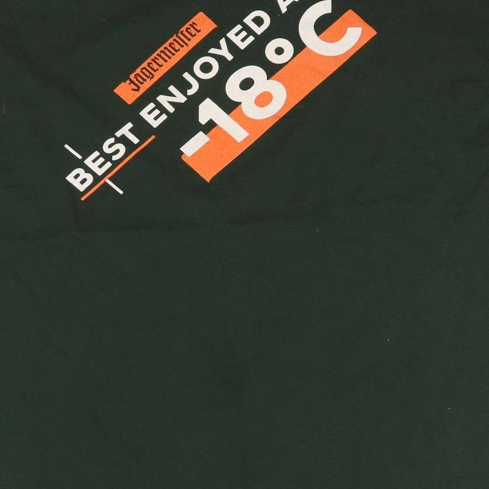 Gildan Mens Green  Cotton  T-Shirt Size XL Round Neck  - Jagermeister